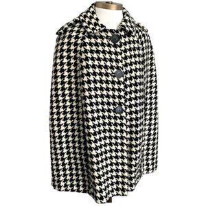 Vintage Houndstooth Mid-Length Wool Cape - made in England 🇬🇧